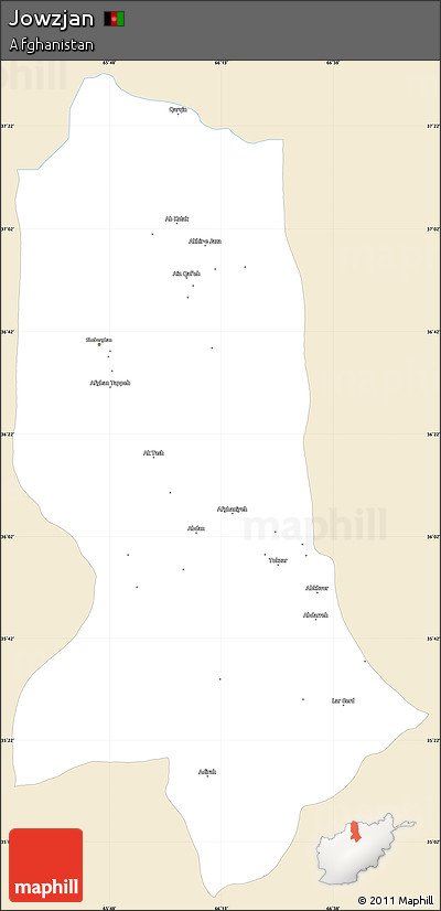 Classic Style Simple Map of Jowzjan, single color outside