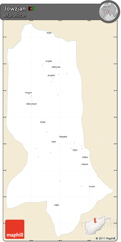 Classic Style Simple Map of Jowzjan, single color outside