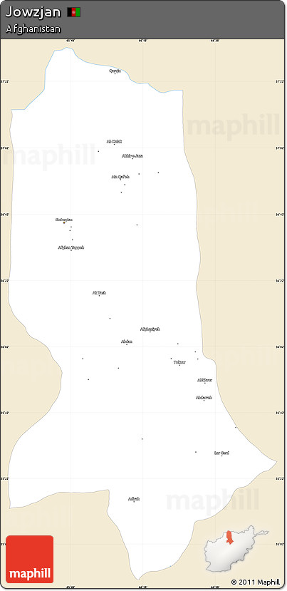 Classic Style Simple Map of Jowzjan, single color outside