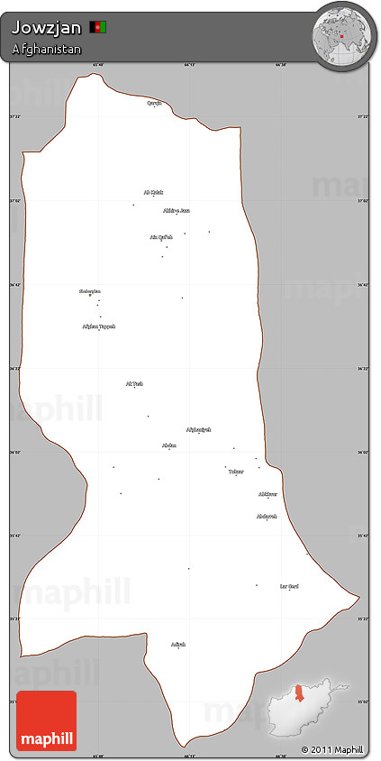 Gray Simple Map of Jowzjan, cropped outside