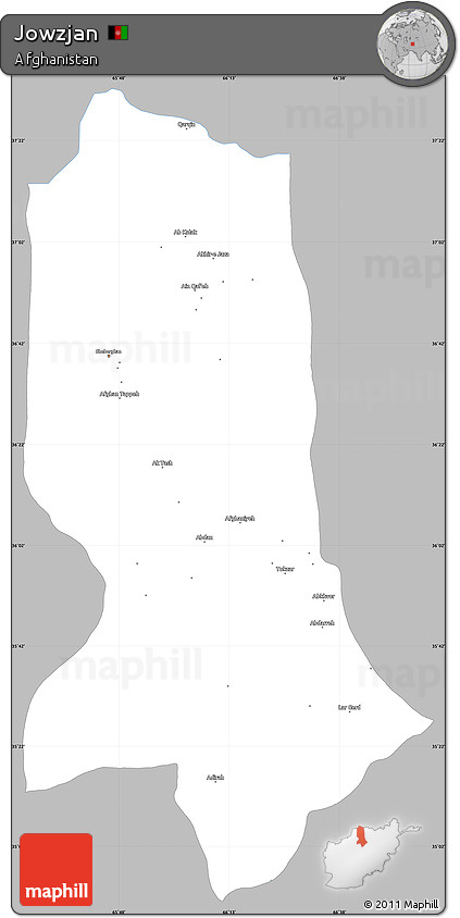 Gray Simple Map of Jowzjan, single color outside