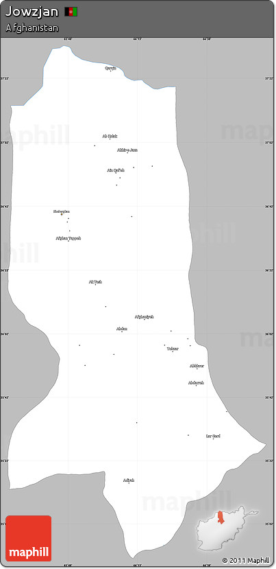 Gray Simple Map of Jowzjan, single color outside