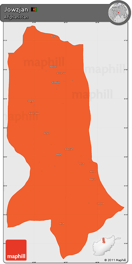 Political Simple Map of Jowzjan, single color outside