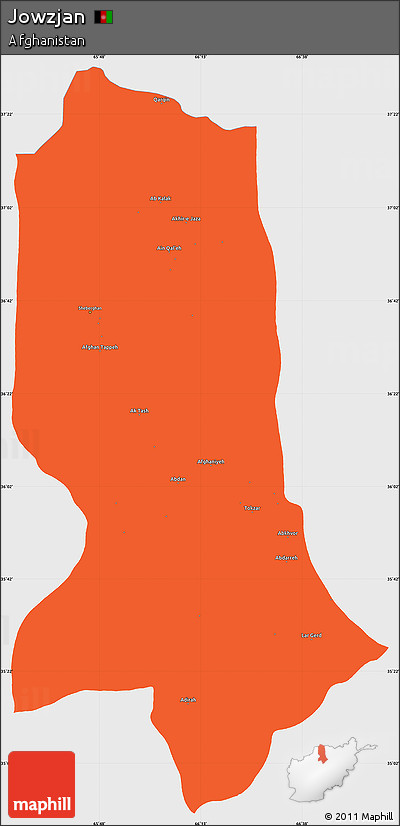 Political Simple Map of Jowzjan, single color outside