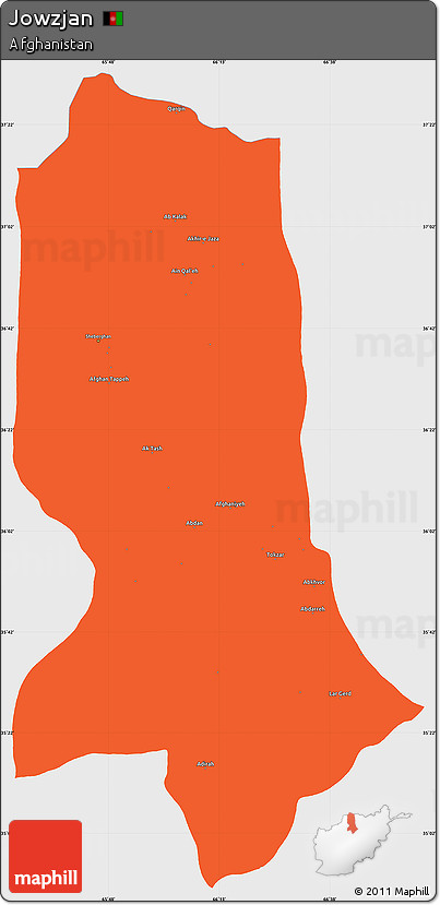 Political Simple Map of Jowzjan, single color outside