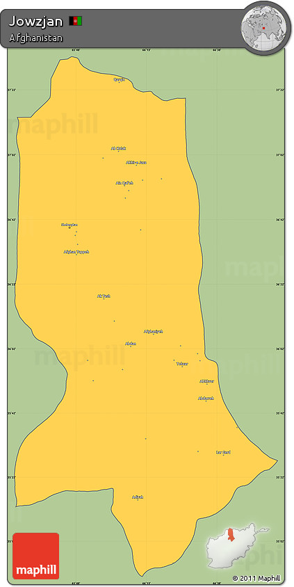 Savanna Style Simple Map of Jowzjan, cropped outside