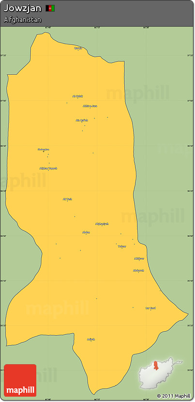 Savanna Style Simple Map of Jowzjan, cropped outside