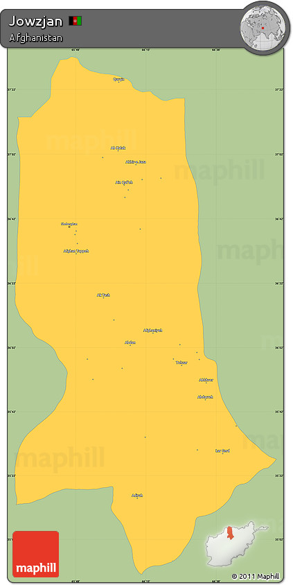Savanna Style Simple Map of Jowzjan, single color outside