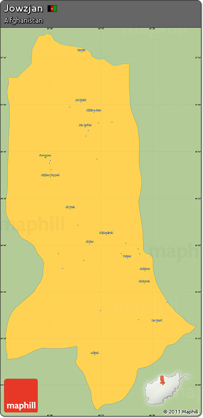 Savanna Style Simple Map of Jowzjan, single color outside