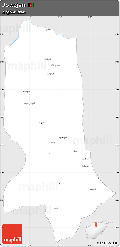 Silver Style Simple Map of Jowzjan, single color outside