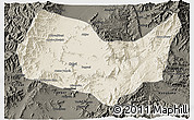 Shaded Relief 3D Map of Kabul, darken