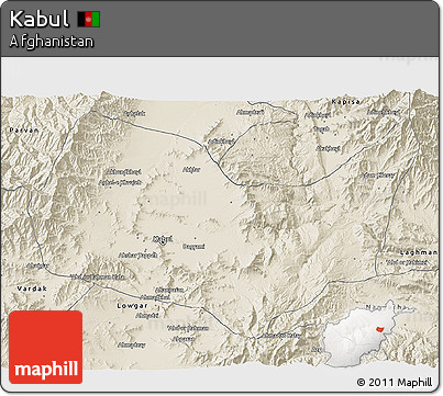 Shaded Relief 3D Map of Kabul