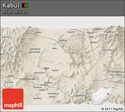 Shaded Relief 3D Map of Kabul
