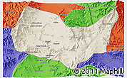 Shaded Relief 3D Map of Kabul, political outside