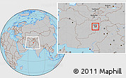Gray Location Map of Kabul, within the entire country