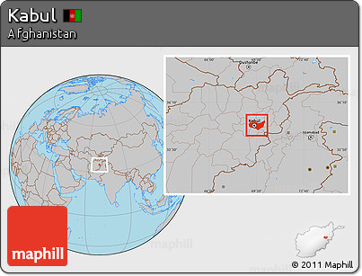 Gray Location Map of Kabul