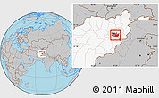Gray Location Map of Kabul, highlighted country