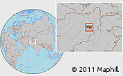 Gray Location Map of Kabul