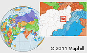 Political Location Map of Kabul, highlighted country