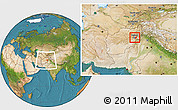 Satellite Location Map of Kabul, within the entire country