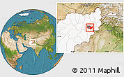 Satellite Location Map of Kabul, highlighted country