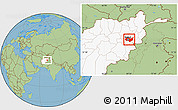 Savanna Style Location Map of Kabul, highlighted country