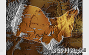 Physical Map of Kabul, darken