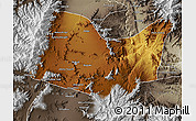 Physical Map of Kabul, semi-desaturated