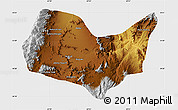 Physical Map of Kabul, single color outside