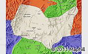 Shaded Relief Map of Kabul, political outside
