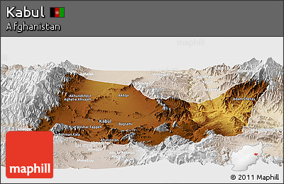 Physical Panoramic Map of Kabul, lighten