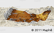 Physical Panoramic Map of Kabul, shaded relief outside