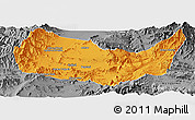 Political Panoramic Map of Kabul, desaturated