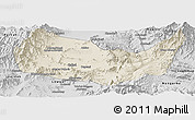 Shaded Relief Panoramic Map of Kabul, desaturated