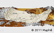 Shaded Relief Panoramic Map of Kabul, physical outside