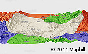 Shaded Relief Panoramic Map of Kabul, political outside