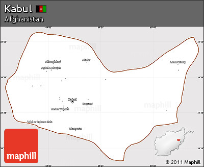 Classic Style Simple Map of Kabul, cropped outside