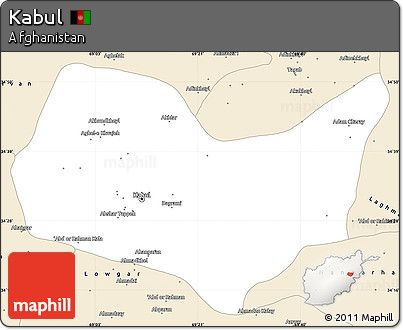 Classic Style Simple Map of Kabul