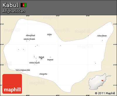 Classic Style Simple Map of Kabul, single color outside