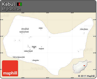 Classic Style Simple Map of Kabul, single color outside