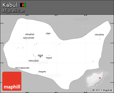 Gray Simple Map of Kabul, single color outside