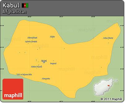 Savanna Style Simple Map of Kabul, single color outside