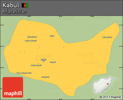 Savanna Style Simple Map of Kabul, single color outside