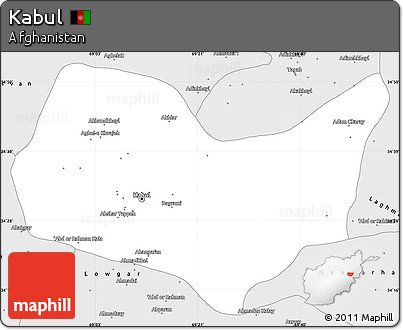 Silver Style Simple Map of Kabul