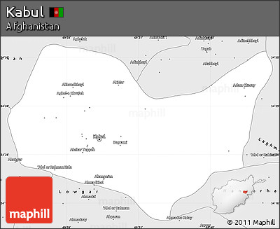 Silver Style Simple Map of Kabul