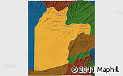 Political 3D Map of Kandahar, darken