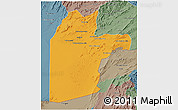 Political 3D Map of Kandahar, semi-desaturated