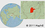 Savanna Style Location Map of Kandahar, hill shading