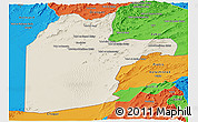 Shaded Relief Panoramic Map of Kandahar, political outside