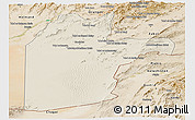 Shaded Relief Panoramic Map of Kandahar, satellite outside